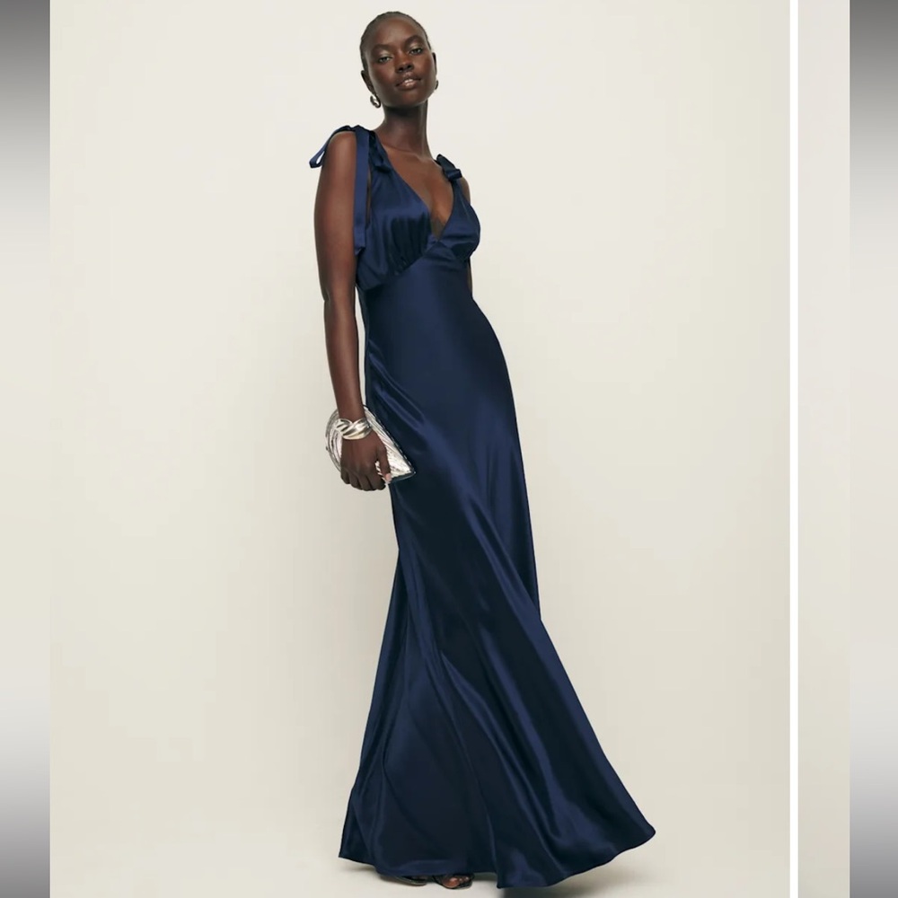 Reformation Deep Blue Maxi Dress (Pernille Silk Dress)